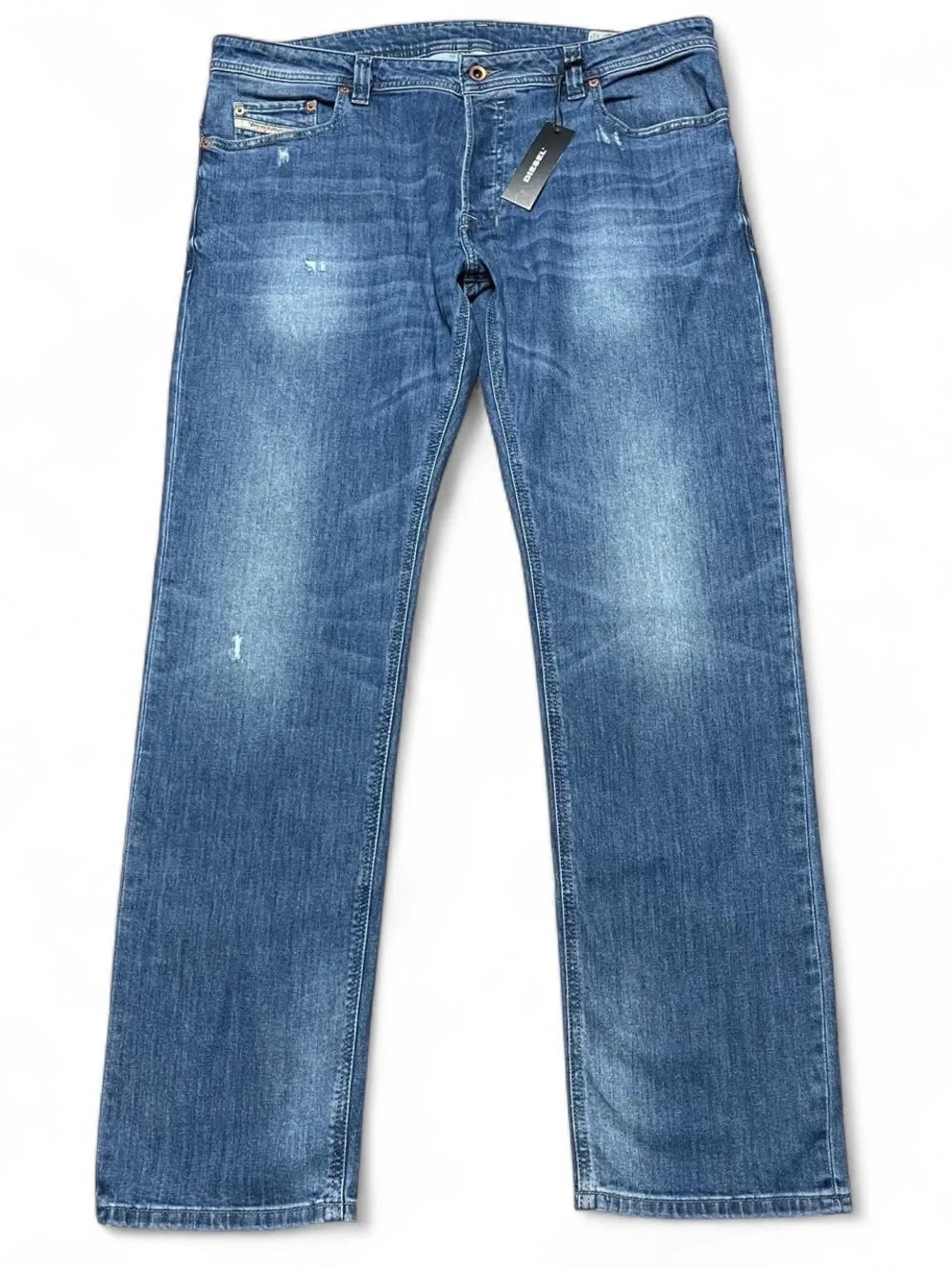 Diesel Men's Straight Jeans in Medium Blue Wash